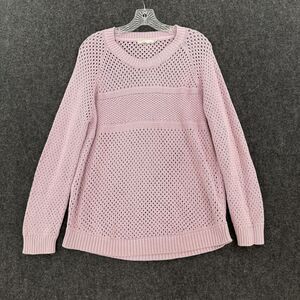 Light Purple Open-Knit Crewneck Sweater